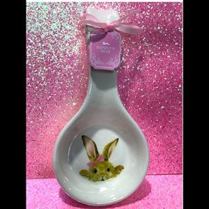 Grace’s Ceramic Bunny Rabbit w/Pink Bow Spoon Rest